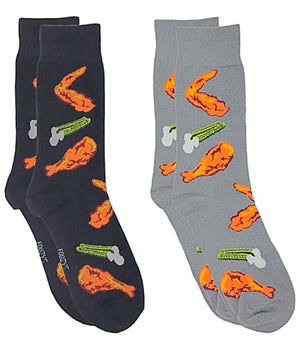 FOOZYS BRAND MEN’S BUFFALO HOT WINGS 2 PAIR SOCKS - Novelty Socks for Less