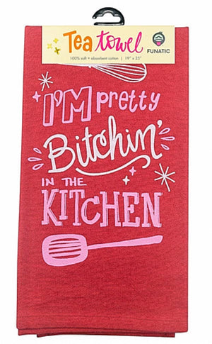 FUNATIC BRAND KITCHEN TEA TOWEL ‘I’M PRETTY BITCHIN’ IN THE KITCHEN’ - Novelty Socks for Less