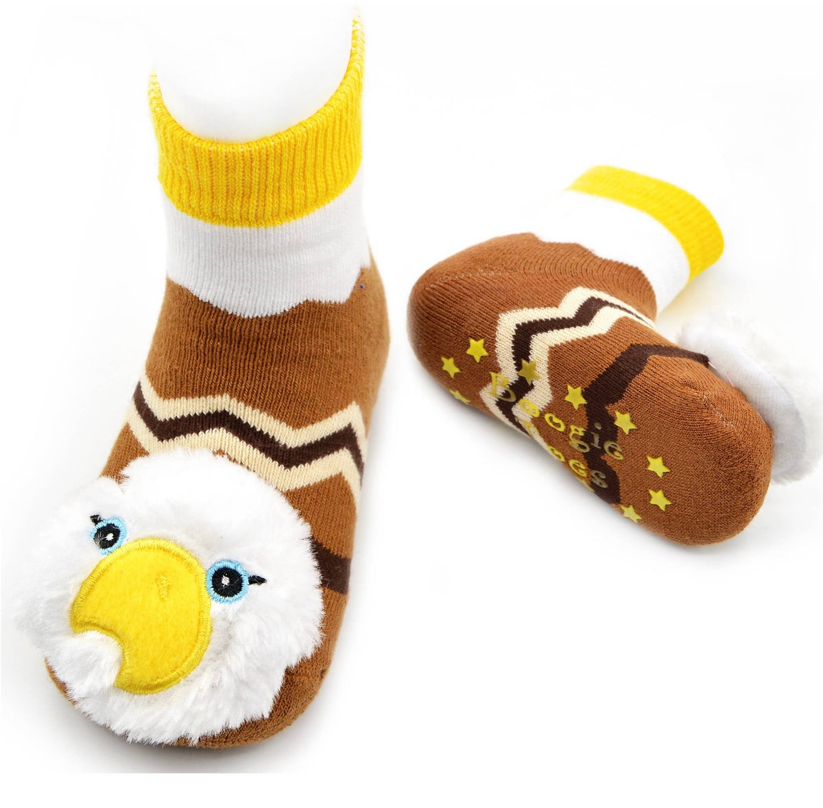 BOOGIE TOES Unisex Baby BALD EAGLE RATTLE GRIPPER BOTTOM SOCKS By PIERO LIVENTI - Novelty Socks for Less