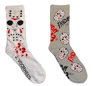 FRIDAY THE 13th Ladies 2 Pair Of HALLOWEEN SOCKS JASON VOORHEES - Novelty Socks for Less