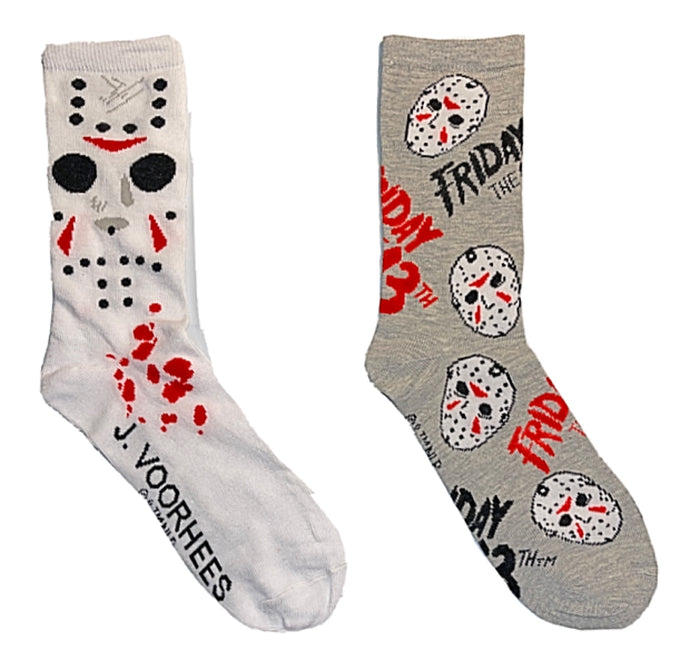 FRIDAY THE 13th Ladies 2 Pair Of HALLOWEEN SOCKS JASON VOORHEES