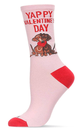 MeMoi BRAND LADIES DACHSHUND VALENTINE’S DAY SOCKS ‘YAPPY VALENTINE’S DAY’ - Novelty Socks for Less