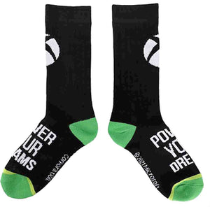 XBOX Men’s Crew Socks ‘POWER YOUR DREAMS’ BIOWORLD Brand - Novelty Socks for Less