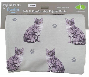 COMFIES UNISEX TABBY CAT PAJAMA BOTTOMS E&S PETS (CHOOSE SIZE) - Novelty Socks for Less