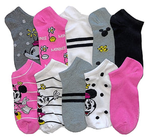DISNEY Ladies MINNIE MOUSE 10 Pair Of Low Show Socks - Novelty Socks for Less