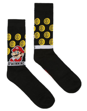 SUPER MARIO Men’s Socks With GOLD COINS ‘#WINNING’ - Novelty Socks for Less