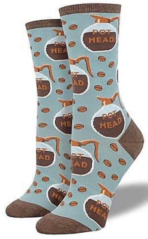 SOCKSMITH Brand Ladies COFFEE Socks ‘POT HEAD’ - Novelty Socks for Less