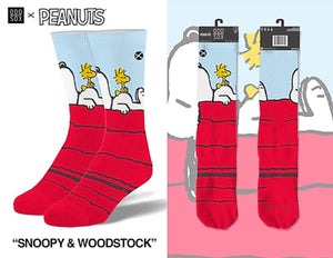 PEANUTS MEN’S SNOOPY & DOG HOUSE SOCKS ODD SOX BRAND - Novelty Socks for Less