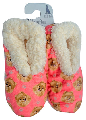 COMFIES BRAND Ladies POMERANIAN Dog Non-Skid SLIPPERS - Novelty Socks for Less
