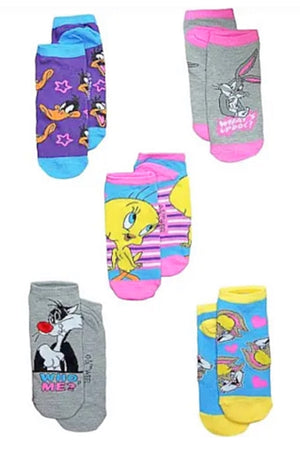 LOONEY TUNES Ladies 5 Pair Of Low Show Socks ‘WHAT’S UP DOC?’ - Novelty Socks for Less