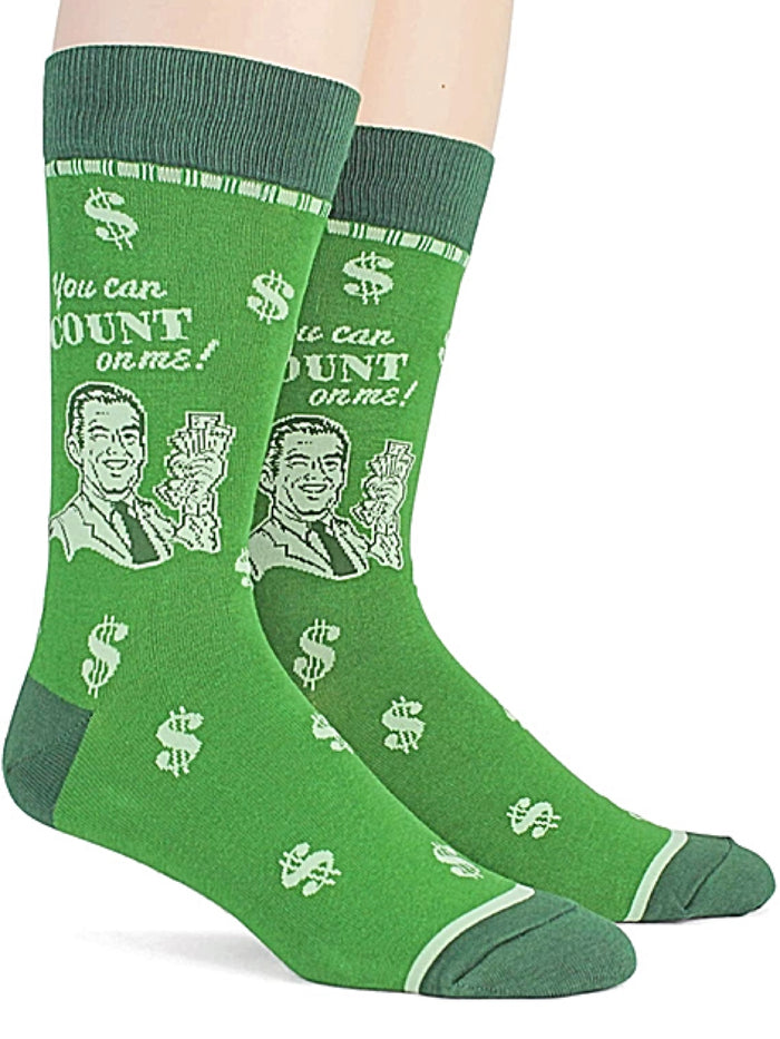 FOOT TRAFFIC Brand Men's ACCOUNTANT Socks 'YOU CAN COUNT ON ME'