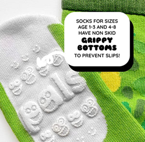 PALS SOCKS Brand Unisex FROG & TURTLE Mismatched Gripper Bottom Socks - Novelty Socks for Less