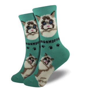 FOOZYS Ladies 2 Pair RAGAMUFFIN CAT Socks - Novelty Socks for Less