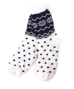 NOLLIA BRAND Ladies Winter Theme NON-SKID SHERPA SLIPPER SOCKS - Novelty Socks for Less