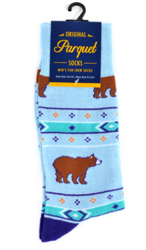 PARQUET Brand Men’s BROWN BEAR Socks - Novelty Socks for Less