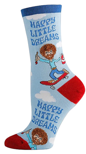 BOB ROSS Ladies ‘HAPPY LITTLE DREAMS’ Socks OOOH YEAH Brand - Novelty Socks for Less