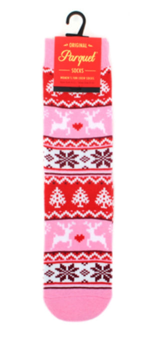 PARQUET Brand Ladies CHRISTMAS Socks REINDEER & SNOWFLAKES - Novelty Socks for Less