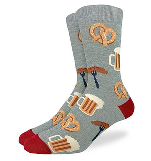 GOOD LUCK SOCK Brand Men’s OKTOBERFEST SOCKS BEER, PRETZELS, BRATWURST - Novelty Socks for Less
