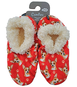 COMFIES Ladies FAWN CHIHUAHUA Dog Non-Skid Slippers By E&S PETS - Novelty Socks for Less