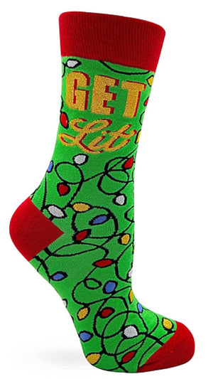 FABDAZ BRAND LADIES CHRISTMAS LIGHTS SOCKS ‘GET LIT’ - Novelty Socks for Less