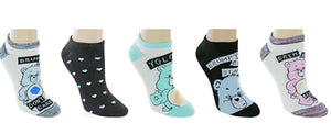 CARE BEARS Ladies 5 Pair No Show Socks ‘GRIN & BEAR IT’ - Novelty Socks for Less
