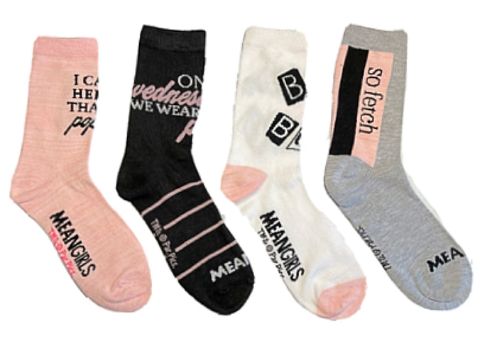 MEAN GIRLS Movie Ladies 4 Pair Of Socks ‘I CAN’T HELP THAT I’M POPULAR’