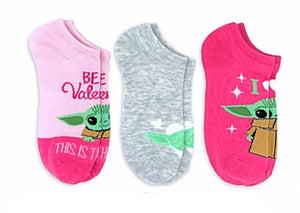 STAR WARS Ladies 3 Pair VALENTINES DAY No Show THE MANDALORIAN BABY YODA - Novelty Socks for Less