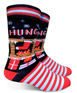 GROOVY THINGS BRAND MEN’S CHRISTMAS SOCKS ‘HUNG’ WITH CHRISTMAS STOCKING - Novelty Socks for Less