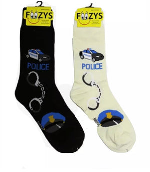 FOOZYS Men’s 2 Pair POLICE OFFICER Socks - Novelty Socks for Less