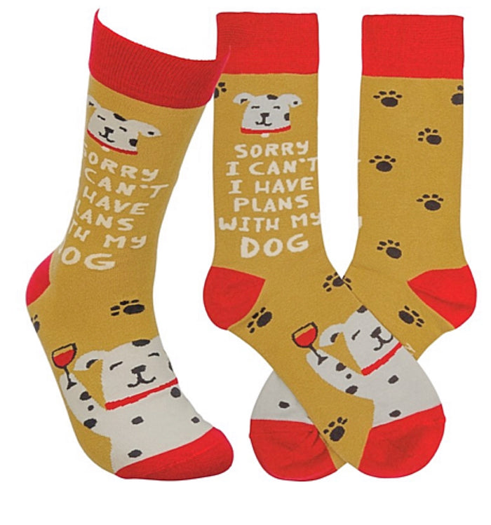PRIMITIVES BY KATHY Unisex ‘SORRY I CAN’T I HAVE PLANS WITH MY DOG’ Socks