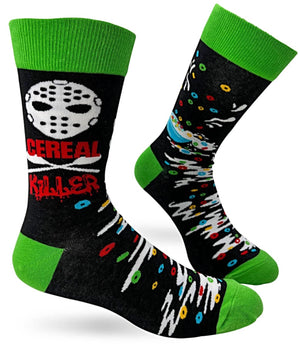 FABDAZ BRAND MEN’S JASON MASK & BOWL OF CEREAL SOCKS ‘CEREAL KILLER’ - Novelty Socks for Less