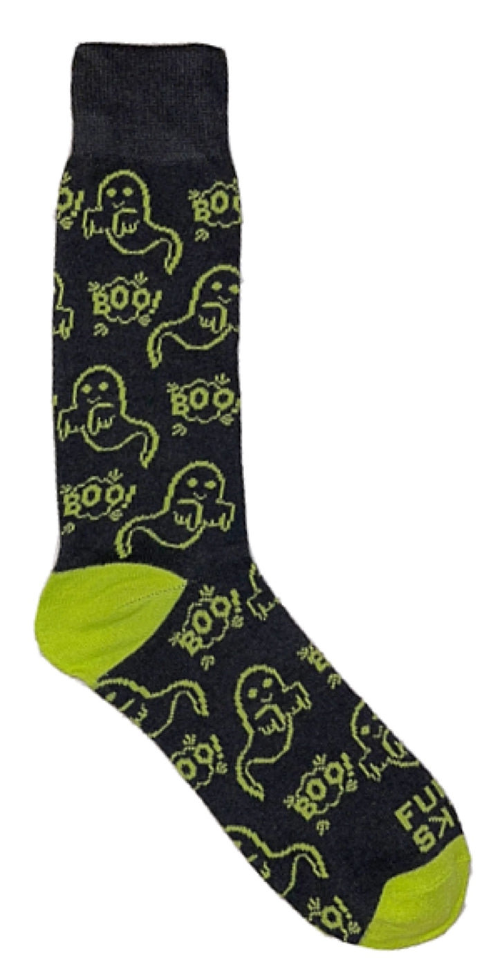 FUNKY SOCKS Brand Men’s HALLOWEEN Socks With GHOSTS Says ‘Boo’
