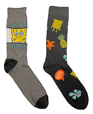 SPONGEBOB Men’s 2 Pair Of Socks ‘WOKE UP LIKE THIS’ - Novelty Socks for Less