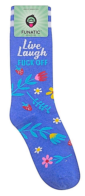 FUNATIC Brand Unisex ‘LIVE LAUGH FUCK OFF’ Socks - Novelty Socks for Less
