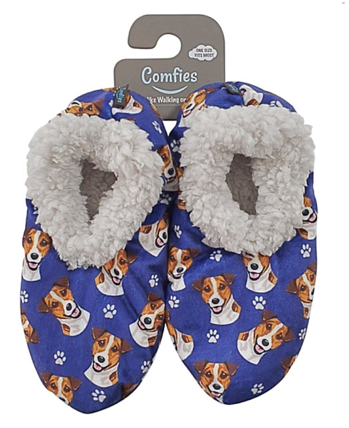 COMFIES BRAND LADIES JACK RUSSELL DOG NON-SKID SLIPPERS