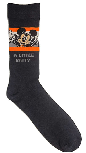 Disney MICKEY MOUSE Men’s HALLOWEEN Socks 'A LITTLE BATTY' - Novelty Socks for Less