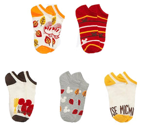 DISNEY Ladies THANKSGIVING 5 Pair Of No Show Socks MICKEY & MINNIE - Novelty Socks for Less