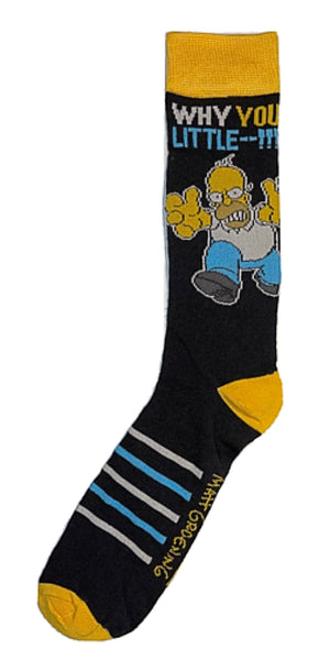 THE SIMPSONS Men’s  HOMER SIMPSON Socks ‘WHY YOU LITTLE !!!’ - Novelty Socks for Less