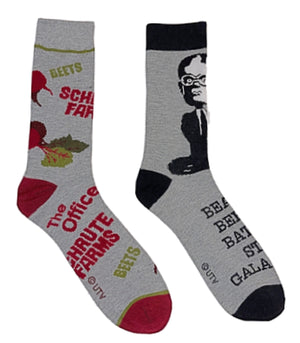 THE OFFICE TV SHOW Men’s 2 Pair Of DWIGHT SCHRUTE Socks ‘BEARS BEETS BATTLE STAR GALACTICA - Novelty Socks for Less