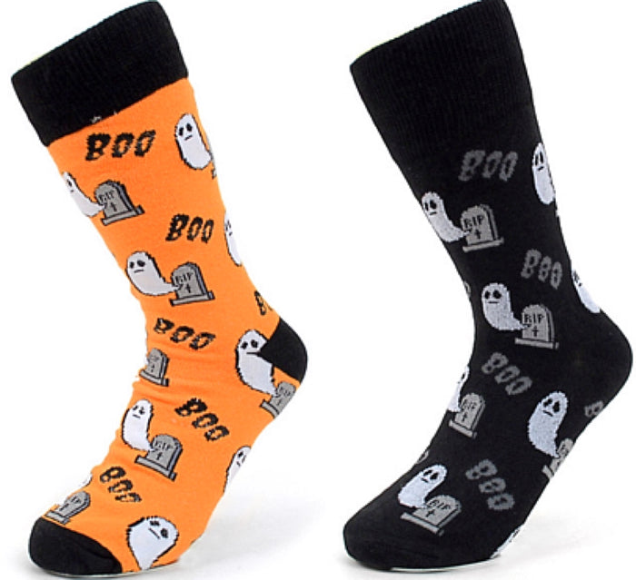 Parquet Brand LADIES Ghosts & Headstones Halloween Socks (CHOOSE COLOR) Says 'BOO'