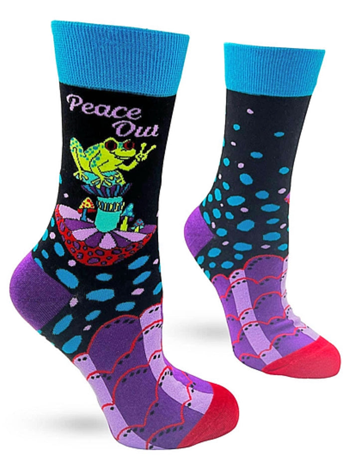 FABDAZ BRAND LADIES FROG SOCKS ‘PEACE OUT’