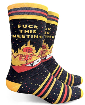 GROOVY THINGS Brand Men’s ‘FUCK THIS MEETING’ Socks - Novelty Socks for Less