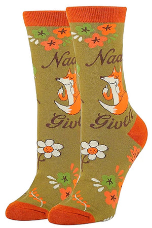 OOOH YEAH Brand Ladies FOX With MIDDLE FINGERS Socks ‘NADA FOX GIVEN’ - Novelty Socks for Less
