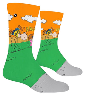 PEANUTS Men’s CHARLIE BROWN FOOTBALL Socks With LUCY ODD SOX BRAND - Novelty Socks for Less