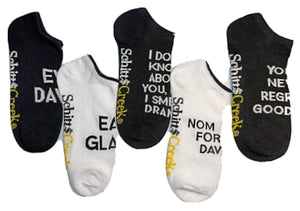 SCHITT’S CREEK TV SHOW Ladies 5 Pair Of No Show Socks ‘I DON’T KNOW ABOUT YOU BUT I SMELL DRAMA’ - Novelty Socks for Less