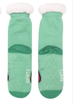 PEANUTS Ladies Sherpa Lined Gripper Bottom Slipper Socks SNOOPY ON DONUT - Novelty Socks for Less