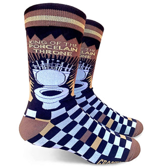 GROOVY THINGS Brand Men’s KING OF THE PORCELAIN THRONE Socks - Novelty Socks for Less