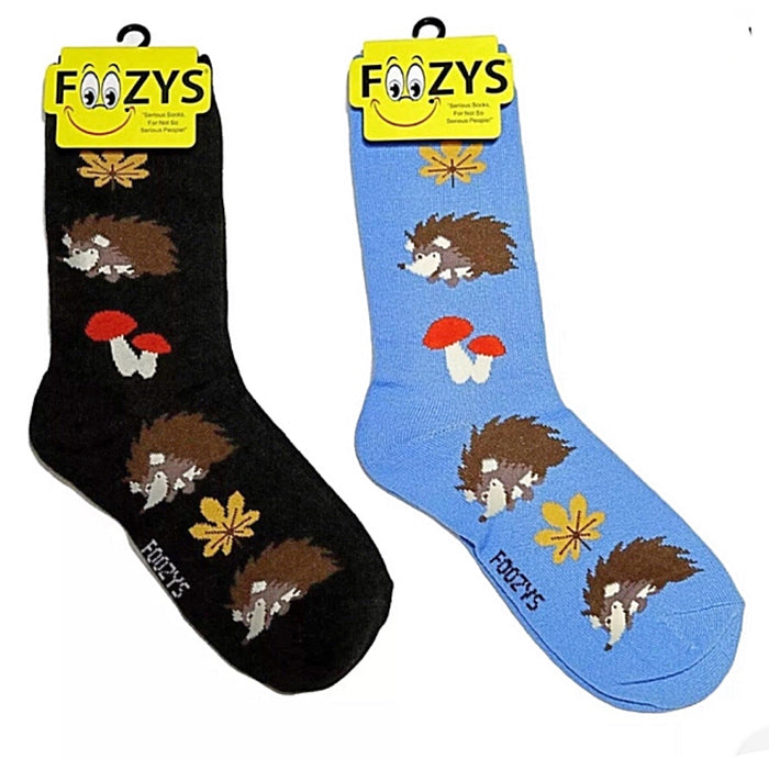 FOOZYS Brand Ladies 2 Pair Of HEDGEHOG AND MUSHROOMS Socks