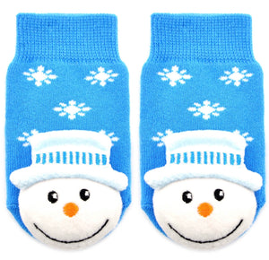 BOOGIE TOES Unisex Baby SNOWMAN RATTLE GRIPPER BOTTOM SOCKS By PIERO LIVENTI - Novelty Socks for Less