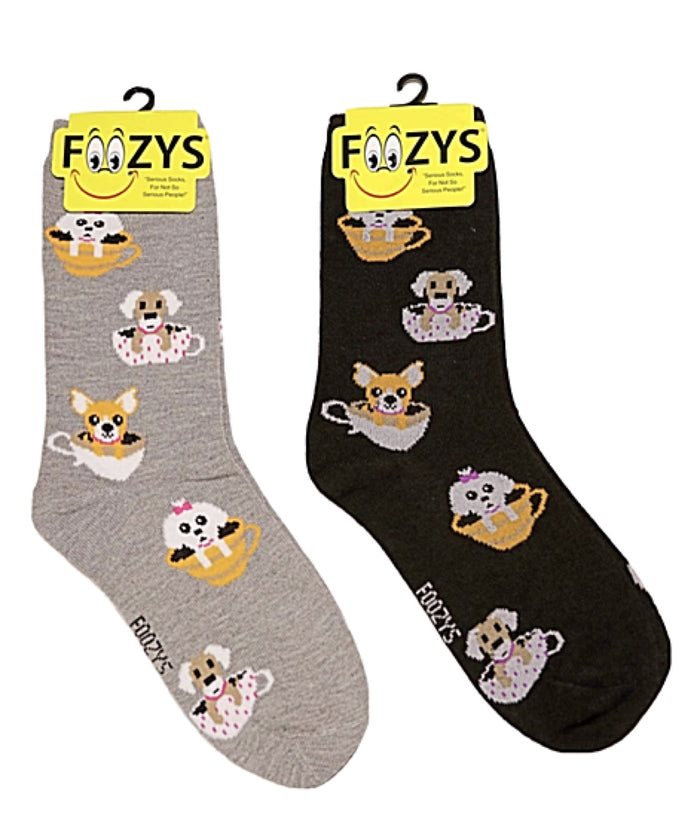 FOOZYS Brand Ladies TEA CUP DOGS 2 Pair Of Socks